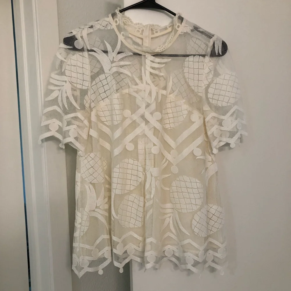 Anthropologie HD in Paris | Pineapple Lace Blouse - Picture 3 of 9